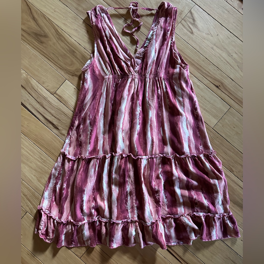 Pink and White Ruffled Tiered Sundress